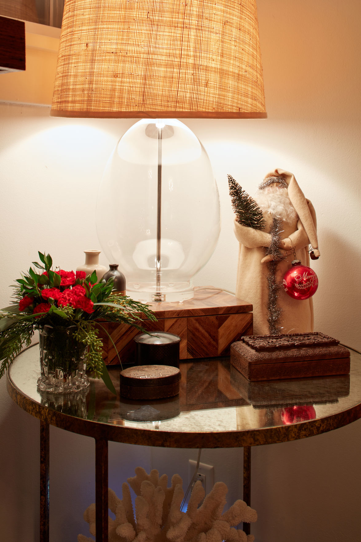 Amy doesn't put anything away; she just adds Christmas decorations.